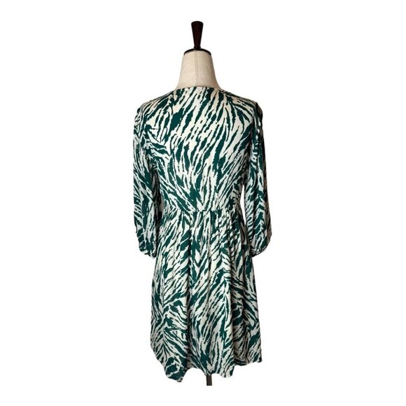Ba&sh Dress Women 2 Green Ivory‎ Vuzy Abstract Print V Neck Button Down Mini - Picture 3 of 11